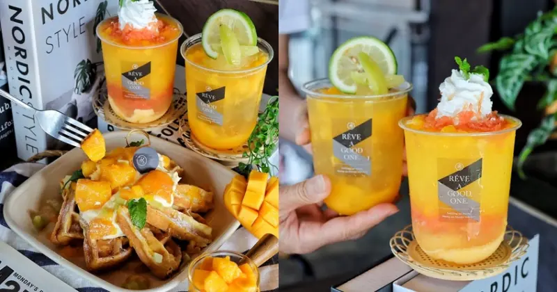 【台中食記】季節限定芒果系列開賣！『黑浮咖啡』外帶單點任選飲品三杯免費送芒果冰淇淋麻糬鬆餅！