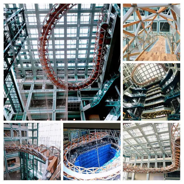 台北士林科教館【天空之橋/旋轉樓梯/復古大鐘/3D熱氣球彩繪】科教館最新景點/挑戰七層樓高的空中之橋/科教館美拍四大景點/台北親子共遊最佳去處