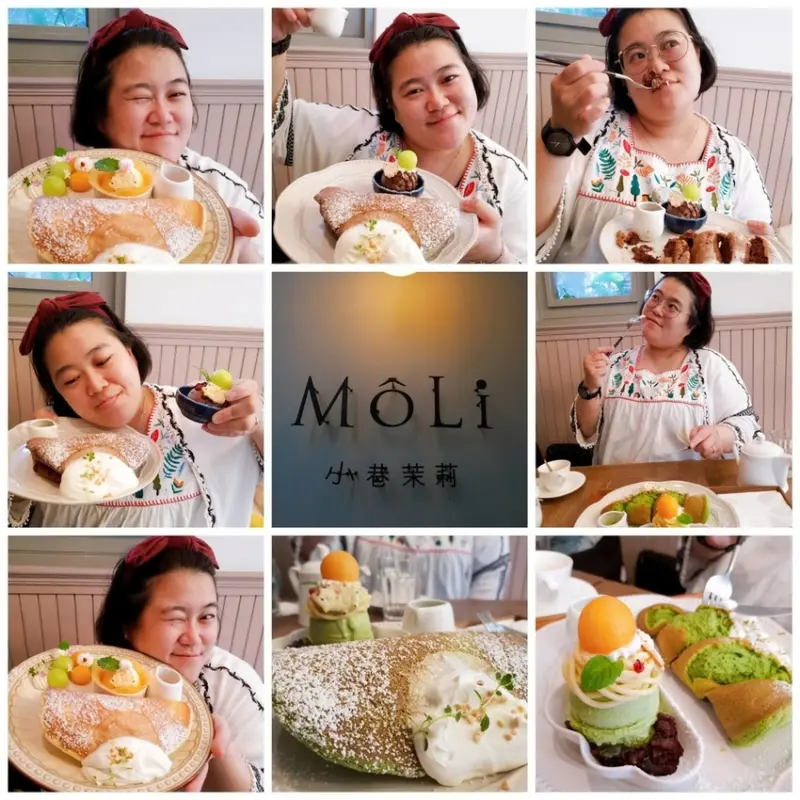 【花蓮.市區】小巷茉莉餐廳。抹茶+巧克力+蜂蜜舒芙蕾鬆餅。店內莫蘭迪色系柔美院子超好拍