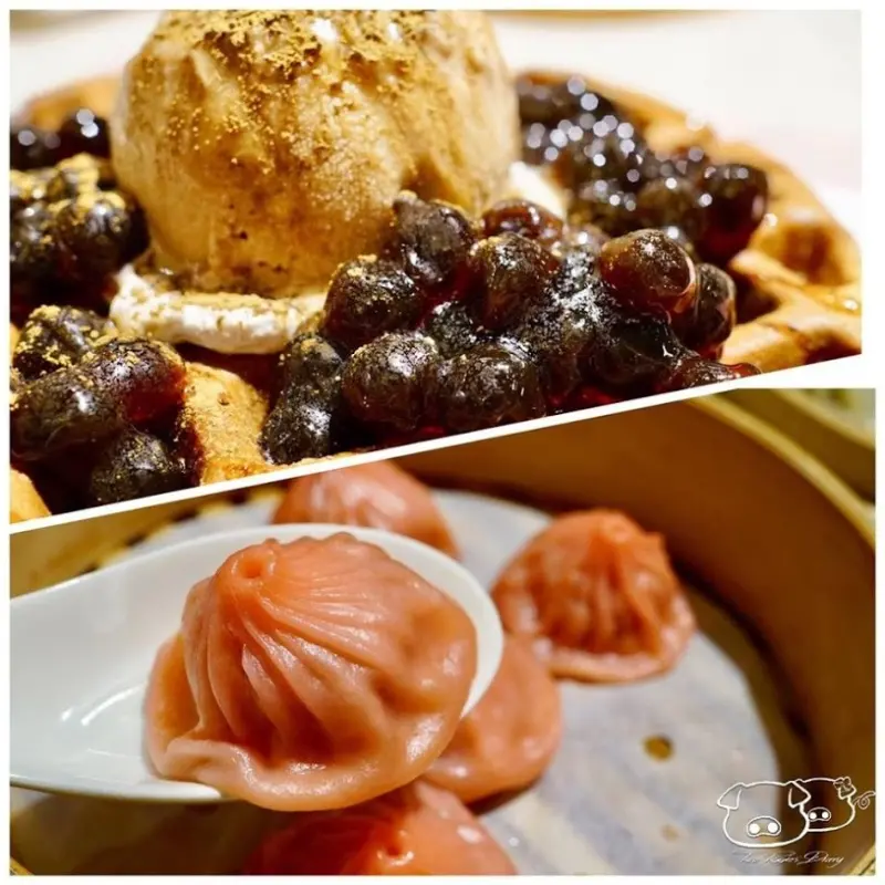 台北中山區美食_金品茶語_誠品南西店茶飲專家_五彩繽紛以茶入菜的必吃小籠包_紅水烏龍奶茶征服妞豬的胃_兩隻豬的日常