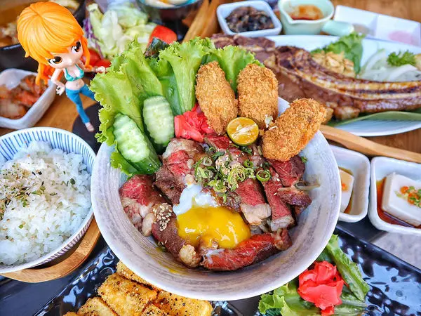 【台中x食記】松牛川町。黑毛和牛套餐。大里家庭式餐廳。平價丼飯。素食。