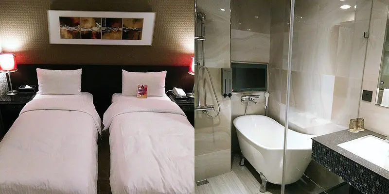 台北平價住宿｜近捷運中山站、晶華商圈の甄美精品旅店Taipei Hotel Bfun,麻雀雖小五臟俱全/交通逛街都方便/浴缸附液晶電視/附早餐