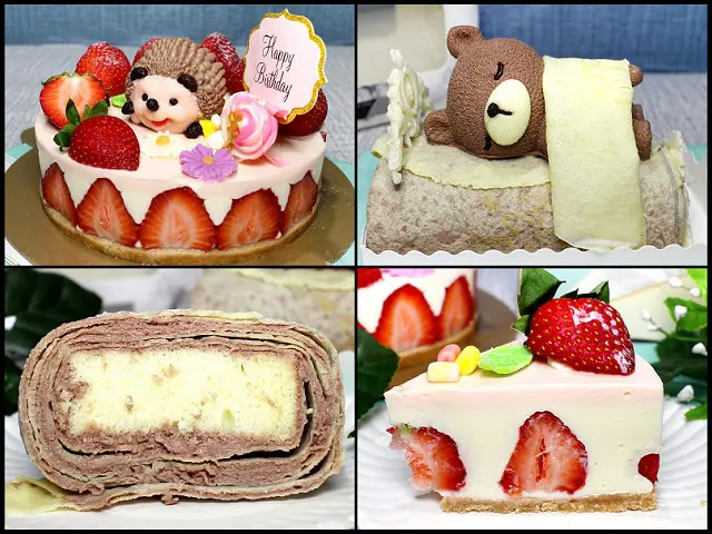 【花園腳印蛋糕店】草莓生乳酪蛋糕x午睡毛巾捲～滿滿的新鮮大草莓，動物造型生乳酪，手工法式千層蛋皮！