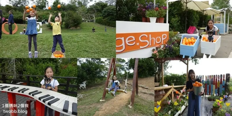 【苗栗景點｜ 橙香森林-心曠神怡的大草皮，每個景點都好拍，進入橙香隧道，來場滿是橙子的下午茶會吧。 - 1個媽咪2個寶