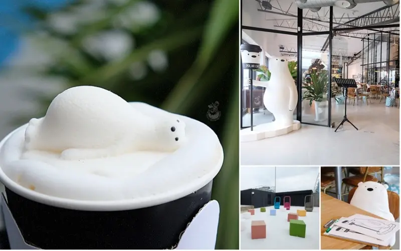西門町咖啡廳︳POLAR CAFE西門旗艦店：北極熊咖啡店又出新梗，躺著發懶的北極熊棉花糖咖啡超紓壓 - 金大佛的奪門而出家網誌