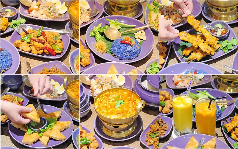 【台中泰式料理】NARA Thai Cuisine│中友百貨：連續多年泰國票選最佳泰國料理餐廳 台中也吃得到！沙嗲串燒 咖哩牛肉 檸檬魚 月亮蝦餅到視覺系藍色花香飯菜色超多豐盛上桌！