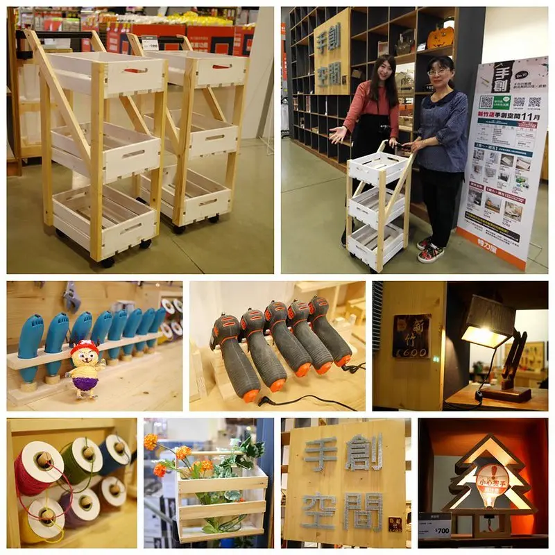 【親子手作課程分享】: “木工手作DIY課程分享” 特力屋新竹店手創空間。木製小家具(送禮自用)移動式手推車DIY。