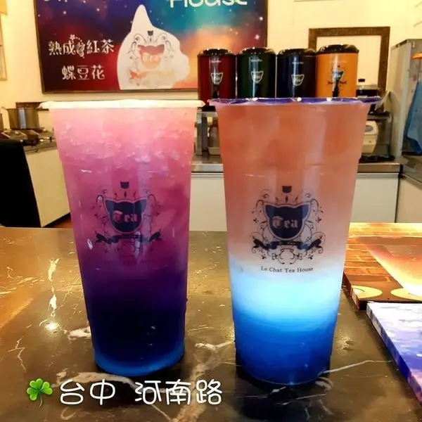 【台中】夢幻漸層蝶豆花飲料希臘式風格粉色杯子好吸引人