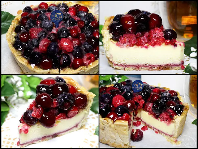 【台中乳酪蛋糕】水母吃乳酪-6吋莓果乳酪塔～90%紮實乳酪基體，蔓越莓、覆盆子、藍莓、自製果醬，香脆塔餅！