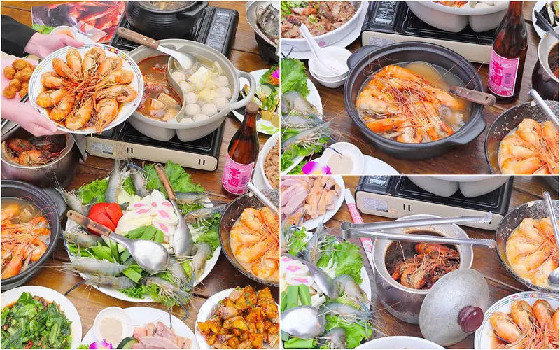 【台中合菜火鍋】全海岸活蝦之家：胡椒蝦+蒜頭蝦+活蝦火鍋大推！超大坪數泰國蝦料理老字號