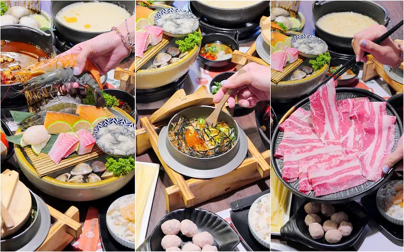 台中 千波苑鍋の物：吃火鍋配釜飯+現撈活海鮮精緻火鍋份量十足！肉盤也是大份量厚度實在！