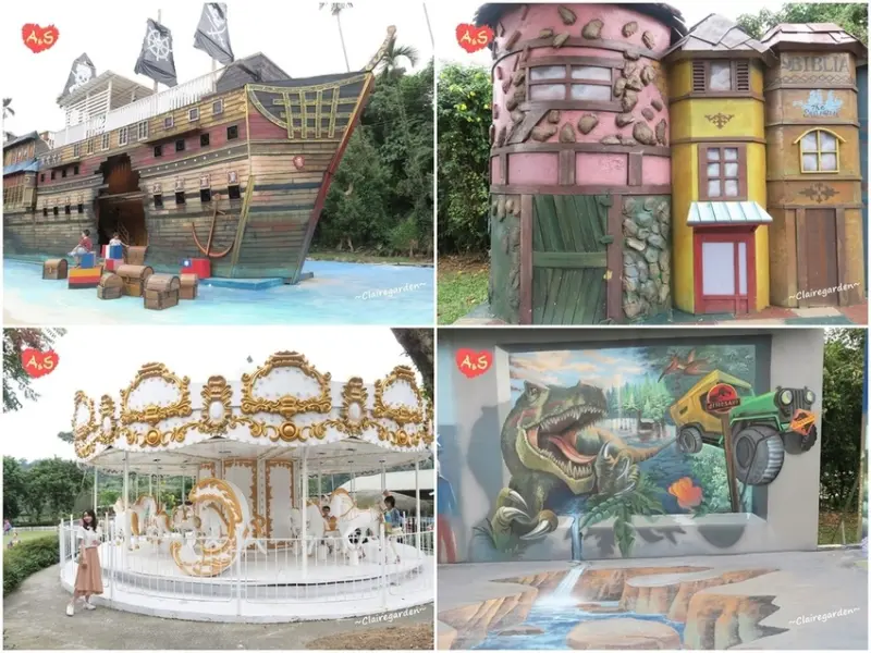 南投 竹山 海盜村景觀彩繪園區/竹屋部落民宿~3D、4D彩繪好好拍，還有白色夢幻旋轉木馬