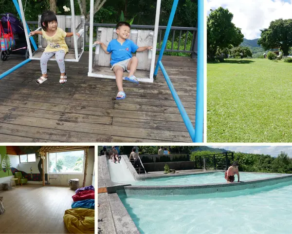 [台南]玩水囉！山嵐美景相伴的無邊際泳池，可和小動物一起奔跑的超大草原，仙湖農場/台南玩沙玩水親子景點