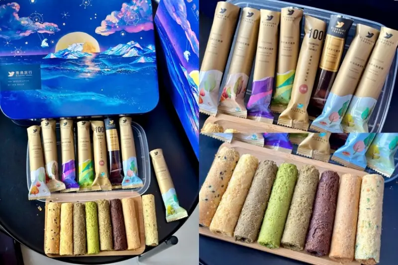 青鳥旅行中秋限定綜合蛋捲禮盒！8種經典口味「肉鬆、抹茶、烏龍」灌餡美味大推。