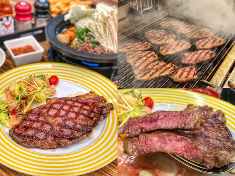 台中新店【紅火明爐炭烤牛排】肋眼牛排鮮嫩多汁大口滿足征服老饕的胃 牛肉小火鍋免百元CP值爆表 台中美食l公益路美食 | 小白只饗ㄔ美食