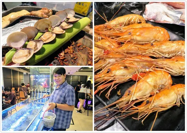 【新北市中和水道蝦推薦】乾隆泰皇蝦，LED夾蝦流水道、泰國蝦吃到飽，以及每天現撈深海魚、牡蠣、肉片、時蔬任你吃！