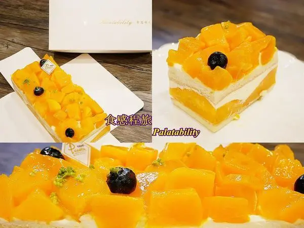 食感旅程Palatability - 夏天就就是要狂吃芒果，黃橙橙的白乳酪芒果蛋糕，拿起來超有份量，芒果用量不手軟