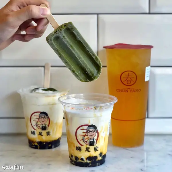 【手搖杯美食】文青風飲料店春陽茶事 最強聯名 和台南必吃蜷尾家合作 抹茶啵棒 今夏最潮的打卡飲料 全台限量