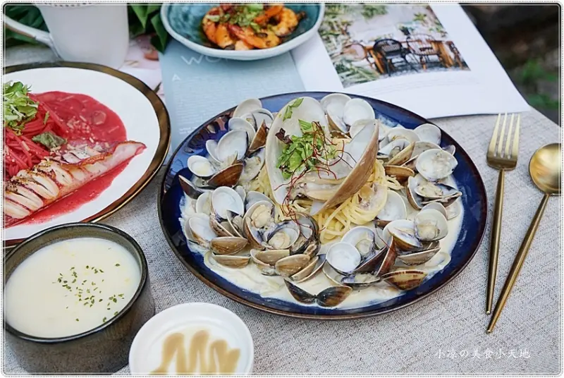 台中義大利麵║藏匿於一中商圈巷弄日式老屋，巨蛤蛤蠣花滿到爆炸，超浮誇IG熱門打卡美食！