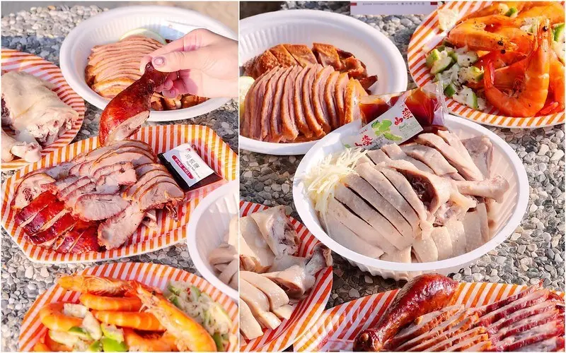 朝日鵝_台中黃昏市場：隱藏黃昏市場超搶手現切鵝肉攤 限量港式三寶烤鴨腿/叉燒/烤雞才150元 