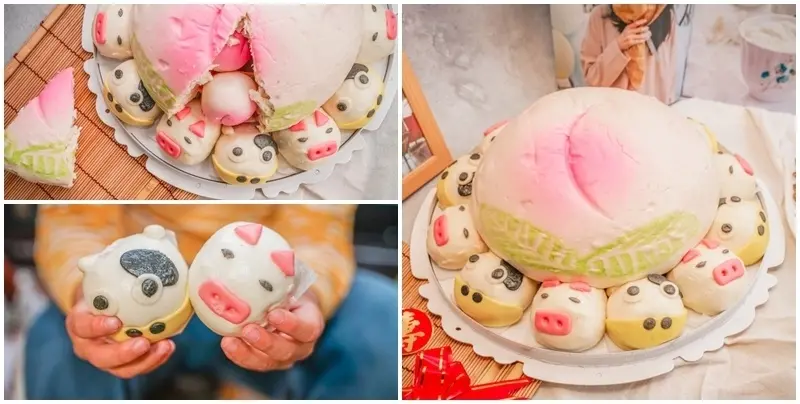 和平壽桃 新莊本舖 ▏超浮誇巨桃登場~造型子母桃 給你滿滿的祝福與驚喜。新莊伴手禮推薦 / 生日蛋糕推薦。捷運新莊站