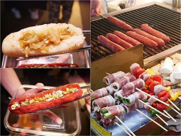 大花香腸 - 台北臨江街通化夜市必吃小吃，客制化香腸大家看過嗎? 銅板小吃千萬別錯過