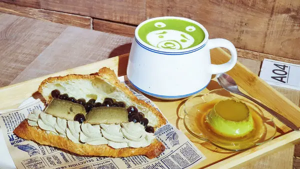 ♪中山站。漫拾♬ QQ焙茶布丁可頌。芋泥布丁泡芙。不限時咖啡廳