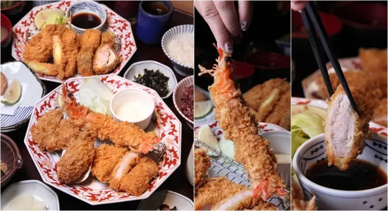 台南美食-芯芯要去【銀座杏子豬排-台南西門店】~繽紛海陸套餐，嚴選軟殻蝦與廣島牡蠣搭配人氣熟成炸豬排，美味多重享受