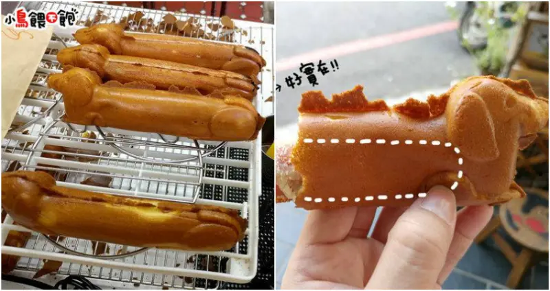 嘉義東區《犬行燒 燒果子專賣》萌翻了~~全台唯一臘腸狗造型雞蛋糕，可愛又好吃(推)