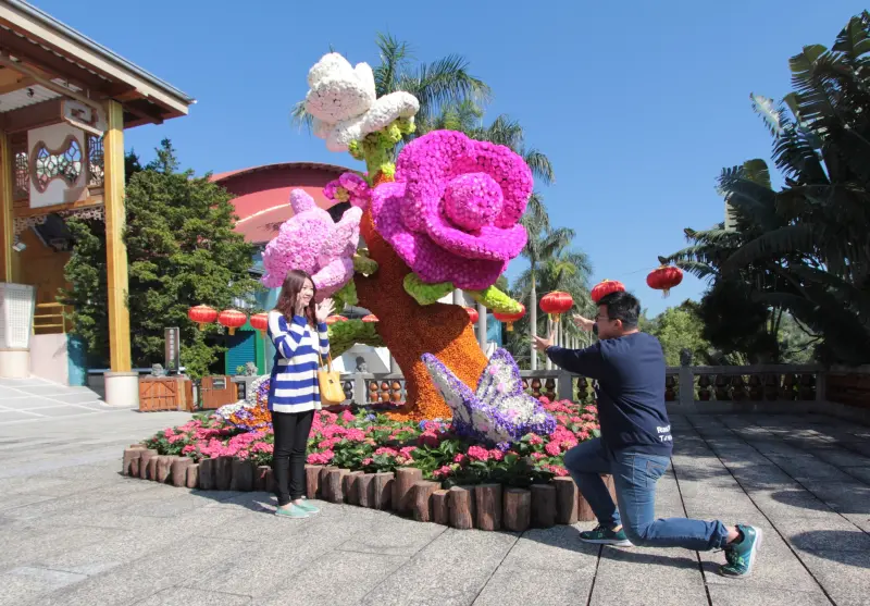 50萬朵鮮花打造！「劍湖山世界」花雕藝術節，6公尺玫瑰花雕吸睛！
