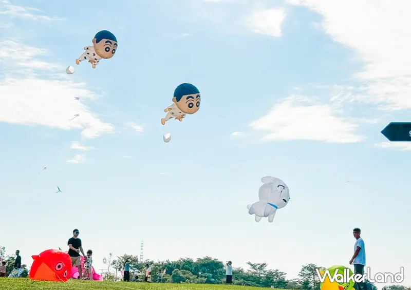 每週都有！台中風箏「后里環保公園」蠟筆小新、鯨鯊風箏超壯觀/ WalkerLand窩客島整理提供 未經許可不可轉載。