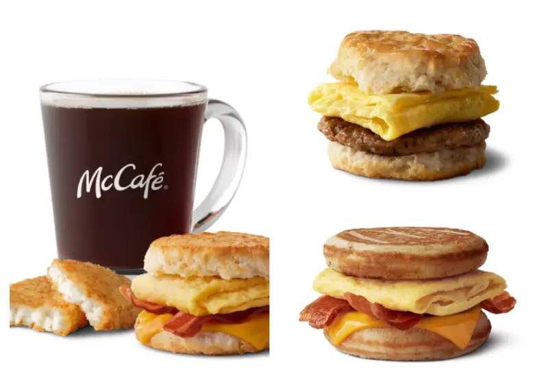 ▲「美國關島麥當勞」早餐不只有楓糖鬆餅漢堡，還有比司吉漢堡 / McDonald's Guam提供、WalkerLand窩客島整理