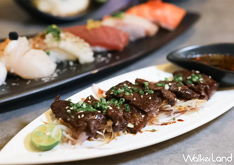 ▲▼信義安和美食「酒叁炭火居酒屋」推薦菜單：山藥細麵、日本和牛橫隔膜 / WalkerLand窩客島 蕭芷琳 拍攝