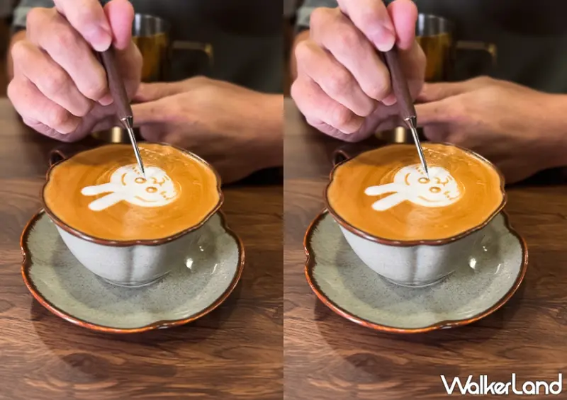 ▲▼大安站不限時咖啡廳「微蜜jolie」如果店員時間有空，可以詢問是否能幫忙畫上烏薩奇拉花 / WalkerLand窩客島 蕭芷琳 拍攝