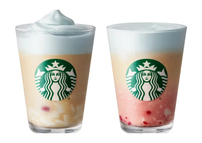 ▲日本星巴克「春空咖啡星冰樂」外帶 736 日圓；內用 750 日圓 / スターバックス提供、WalkerLand窩客島整理