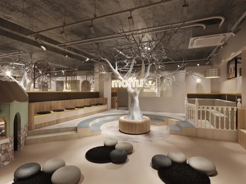 ▲東京室內景點「薩摩耶咖啡廳 moffu」店內採取預約制，每場次限時一小時 / moffu提供、WalkerLand窩客島整理​​​​​​​