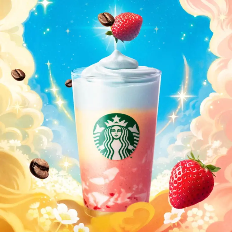 ▲用吸管輕輕戳破隱藏的草莓球，一瞬間整杯飲料就會變身為草莓風味。