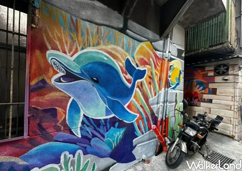▲板橋彩繪巷以「海洋世界」為靈感 /新北水利局 提供、WalkerLand窩客島整理