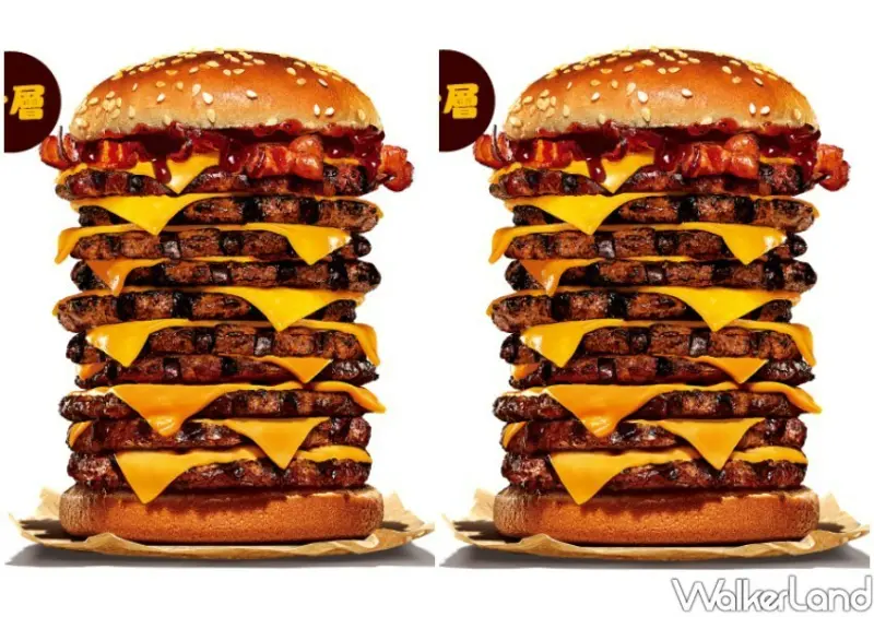 ▲漢堡王犇牛堡最多十層牛肉排，下殺42折，只要269元就能吃到 / 漢堡王 提供、WalkerLand窩客島整理