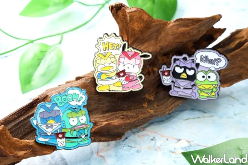 ▲清心福全聯名三麗鷗男團HAPIDANBUI，加價購雙人組立體胸針 / 清心福全提供、WalkerLand窩客島整理