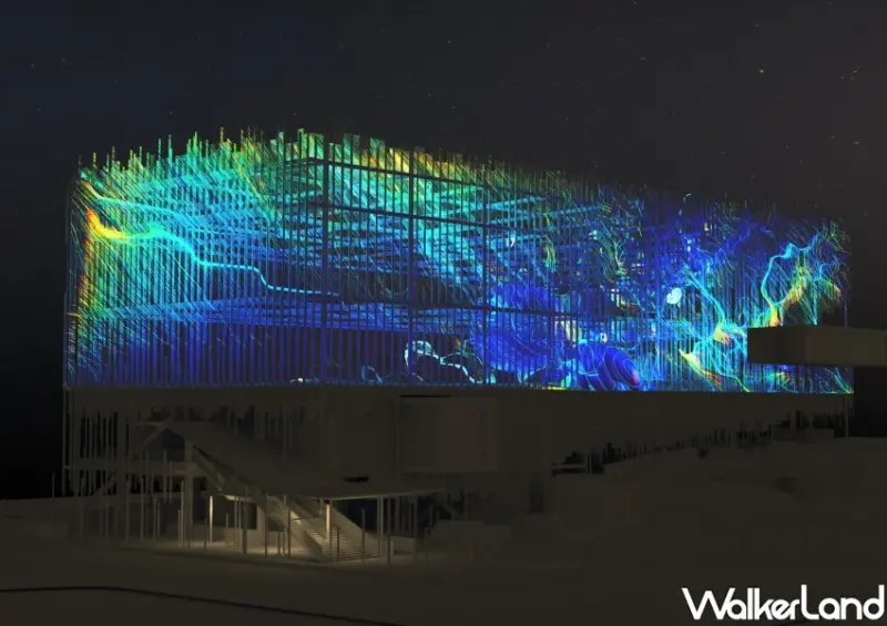 ▲新北美術館開館建築光雕秀 / 新北市文化局 提供、WalkerLand窩客島整理