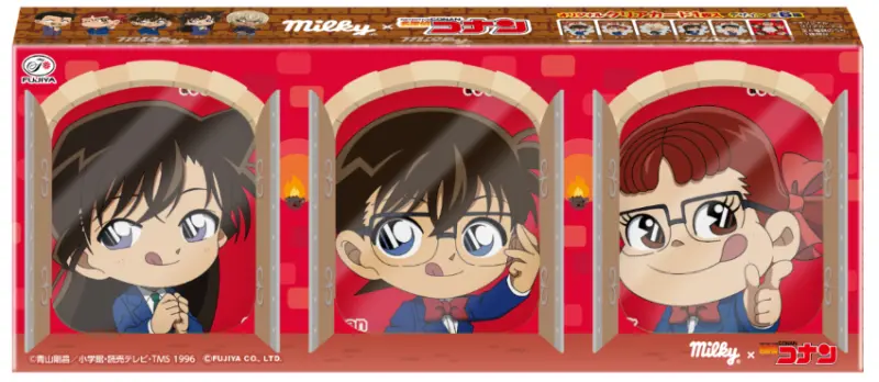 ▲不二家經典牛奶糖的三盒套裝，外盒採用獨家繪製的全新插畫設計。