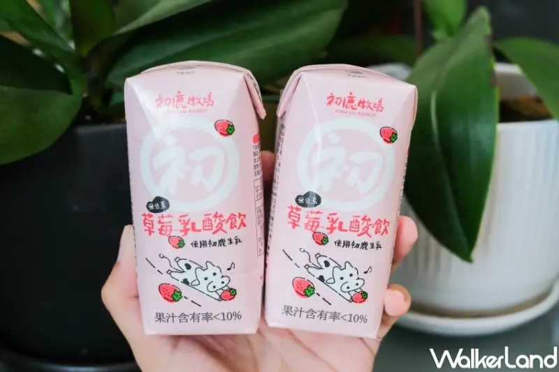 ▲初鹿草莓乳酸飲！初鹿牧場限定草莓乳酸飲，保久乳常溫保存 / WalkerLand窩客島 張人尹 拍攝