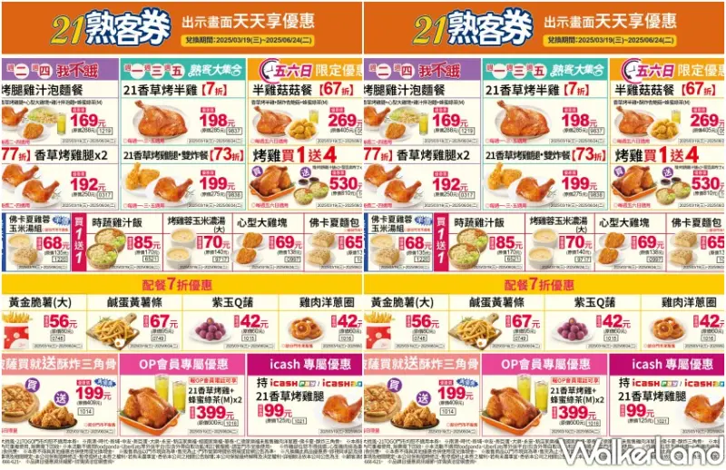 ▲21熟客券優惠可使用到6/24 / 21風味館 提供、WalkerLand窩客島整理