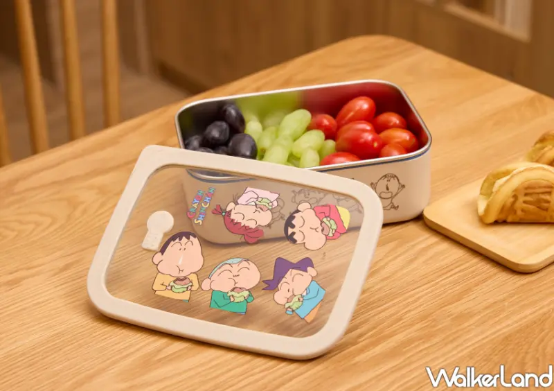 ▲可微波的不鏽鋼餐盒印上蠟筆小新5個經典角色 / 康是美 提供、WalkerLand窩客島整理