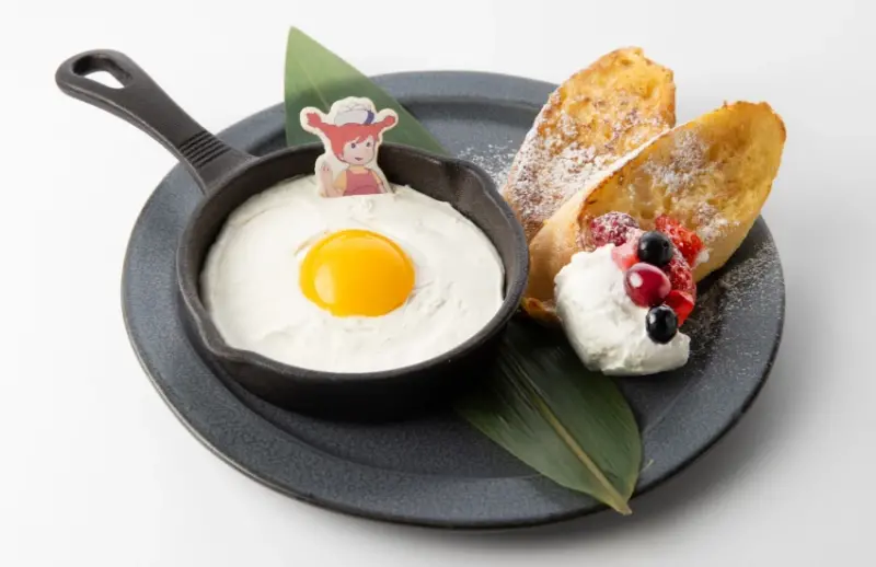 ▲靈感來自於動畫中美美子沒有成功接住的煎蛋捲,份量很多喔。