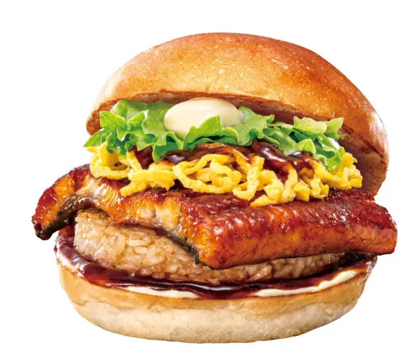 日本儂特利把鰻魚丼塞進漢堡裡，100%日本國寶級米飯餅與三度炭烤鰻魚太狂了。