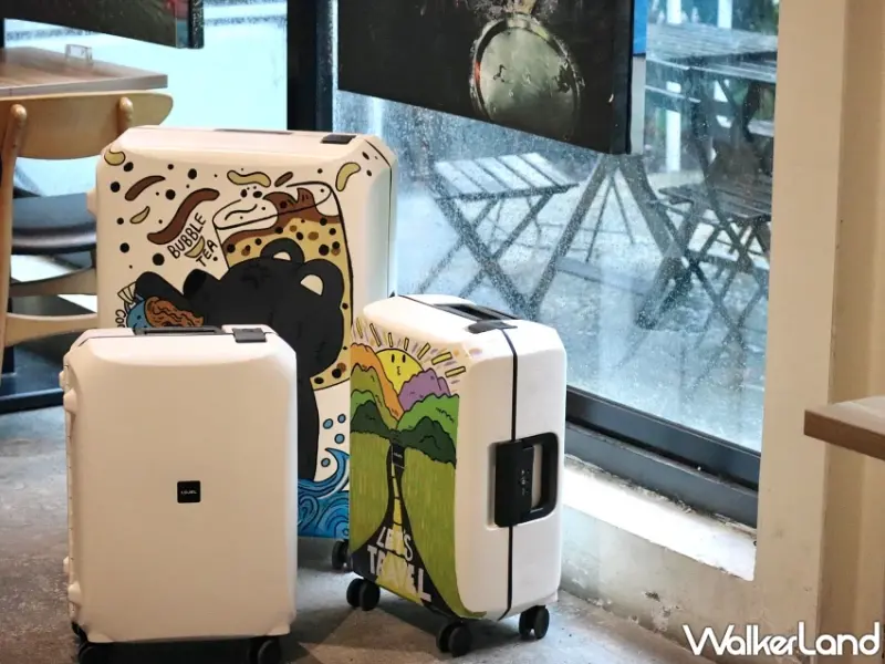 LOJEL聯名成真咖啡推限定下午茶！讓Oliver插畫躍上VOJA純白行李箱帶你展開城市漫旅。