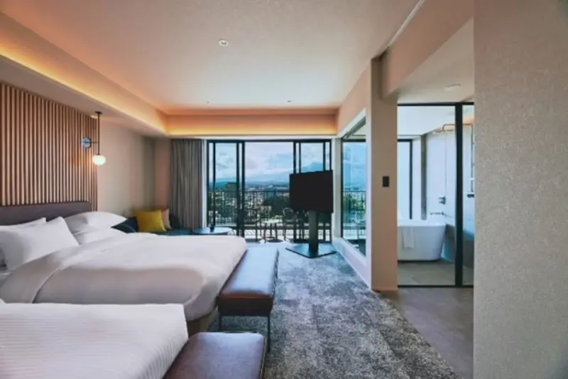 富士山景觀飯店「edit x seven」9月1日開幕，四樓以上保證看得到富士山。