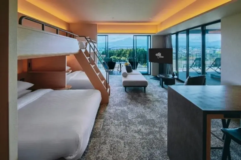 富士山景觀飯店「edit x seven」9月1日開幕，四樓以上保證看得到富士山。